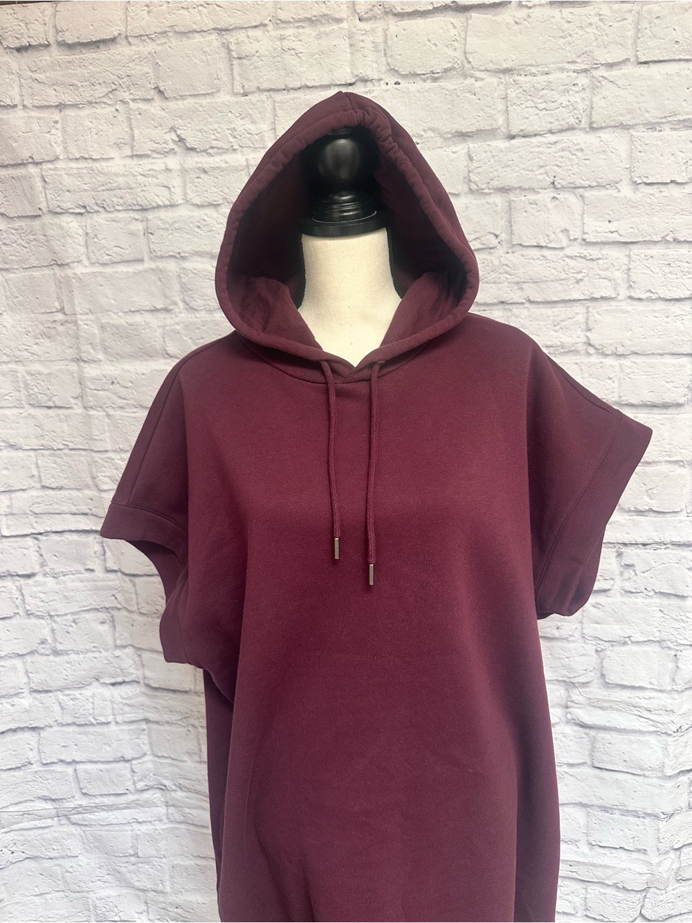DSG Short Sleeve Hooded Sweatshirt Dress - Burgundy